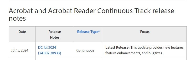 Acrobat continuous release