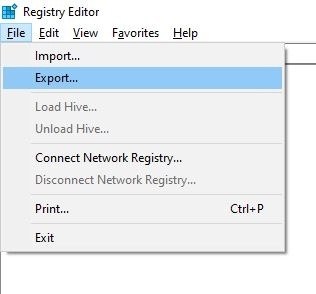 export windows registry