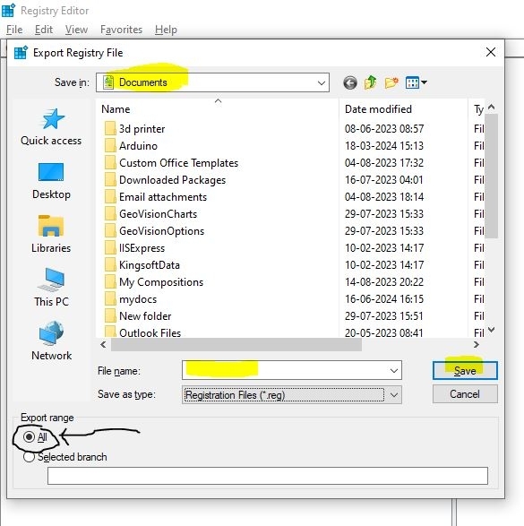 backup windows registry